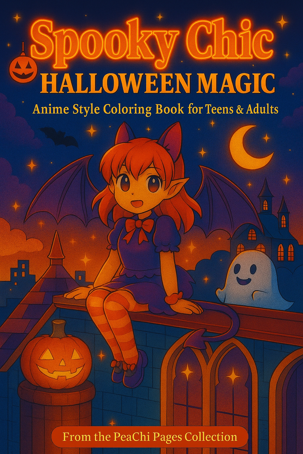 Spooky Chic Halloween Magic: Anime Style Coloring Book for Teens & Adults